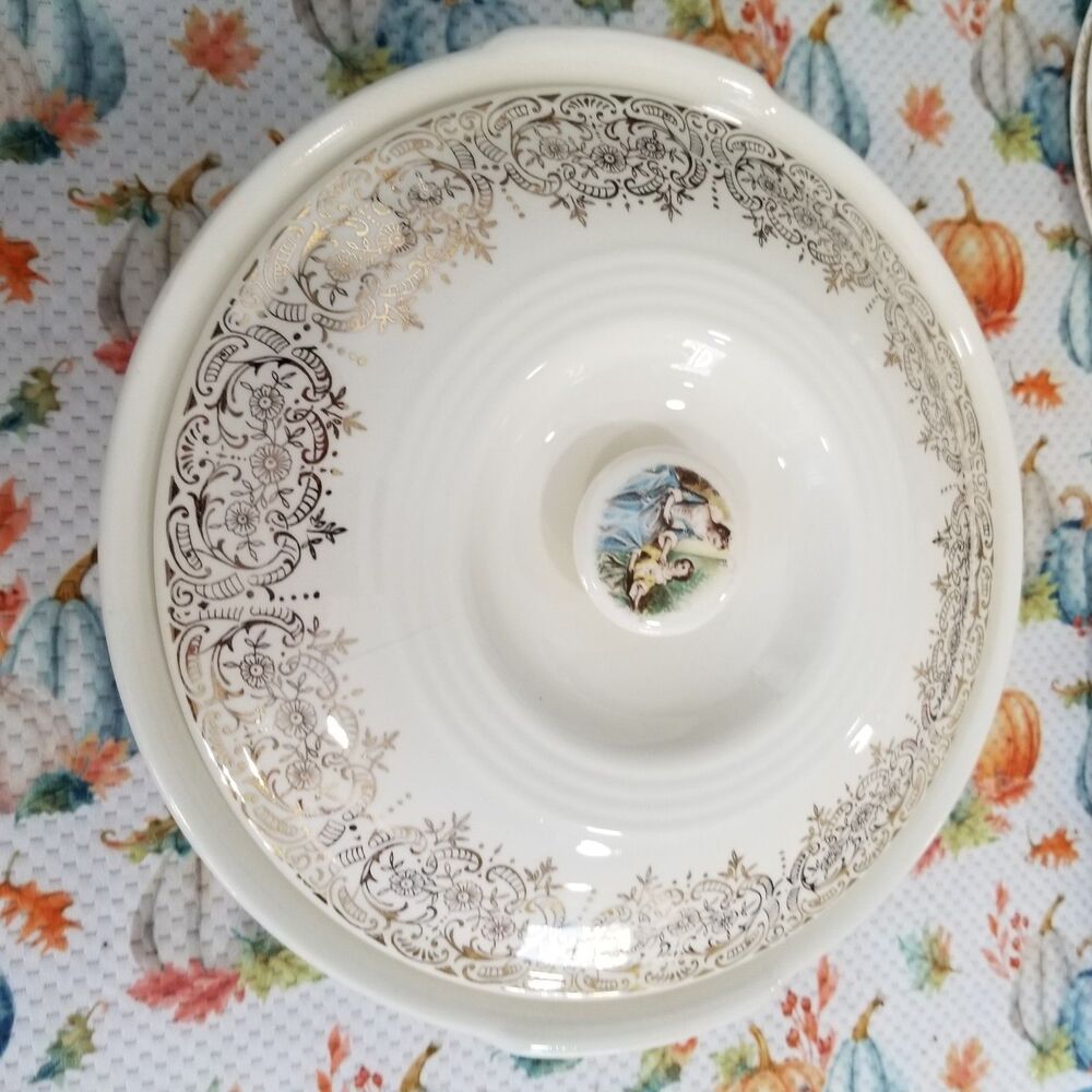 vintage American Limoges Triumph China d'Or china covered serving bowl 22k trim - Picture 2 of 11